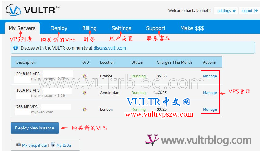 Vultr VPS后台管理面板详细介绍